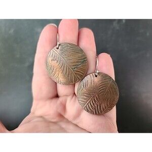 925 Hook And Copper Dangling Pierced Earrings Vintage